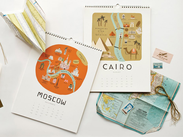 Rifle-Paper-Cities-calendar-2 Rifle Paper Cities calendar 2 Calendrier Illustré 2013 par Rifle Paper Co : Capitales du Monde