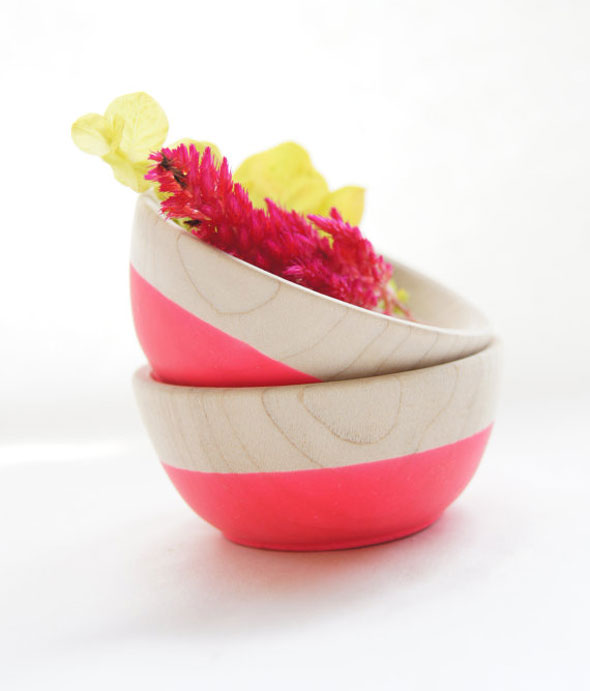 2 bols Wind Willow  Wind & Willow Home : Bols en Bois aux Couleurs Fluorescentes