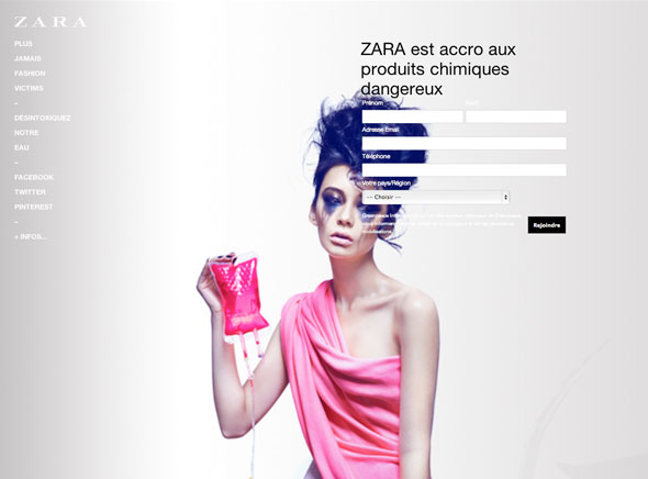 2 Greenpeace Zara Greenpeace contre Zara, C&A, Mango, Levis, M&S : Cette Mode qui Empoisonne la Vie