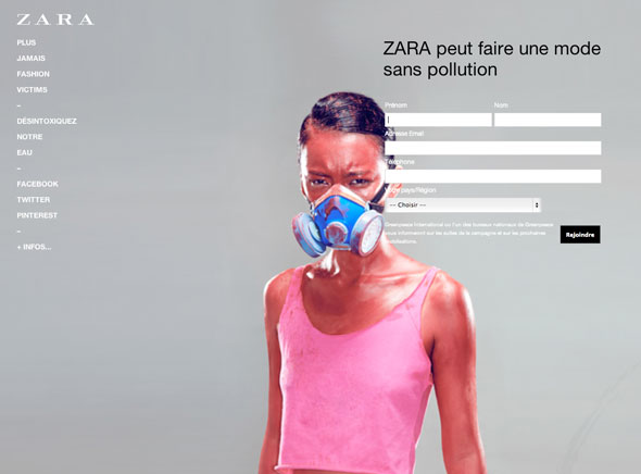 3 Greenpeace Zara Greenpeace contre Zara, C&A, Mango, Levis, M&S : Cette Mode qui Empoisonne la Vie