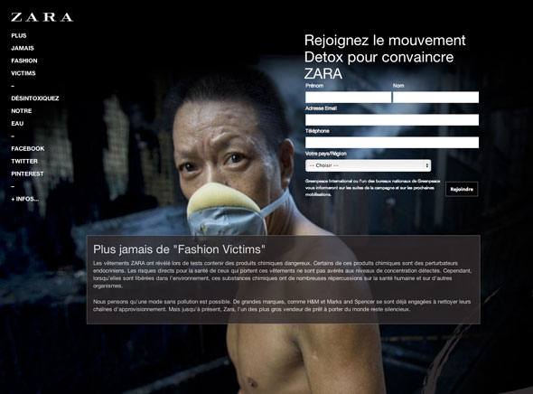4 Greenpeace Zara Greenpeace contre Zara, C&A, Mango, Levis, M&S : Cette Mode qui Empoisonne la Vie