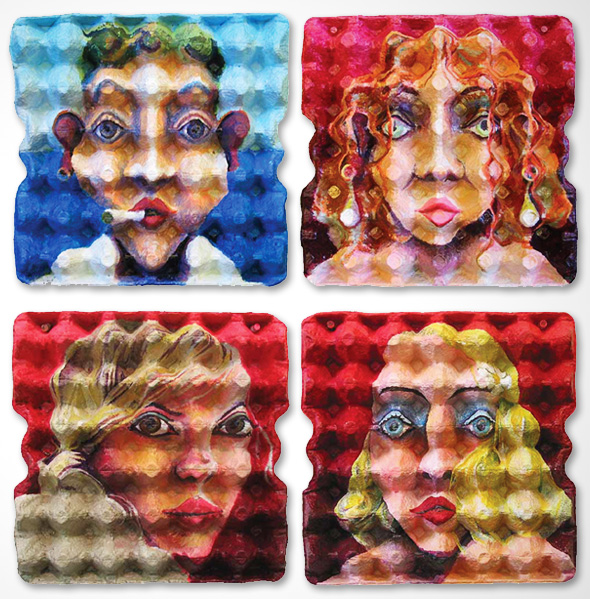 2-Art-EggCubism-Enno-De-Kroon EggCubism par Enno De Kroon : Peinture Cubiste sur Emballages pour Oeufs