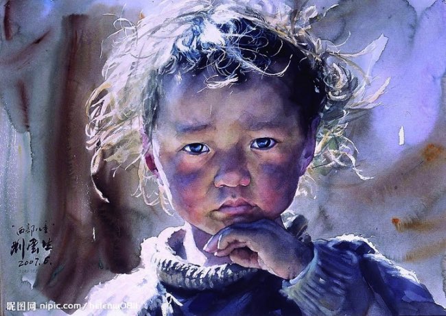 liu yunsheng aquarelles portraits 6 - Ces Visages Radieux de Tibetains en Aquarelle Hyperrealiste - Voyage, Peinture, Hyperrealisme, Art Contemporain