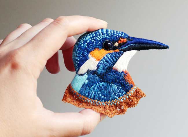 Broche Brodées Tete Oiseau