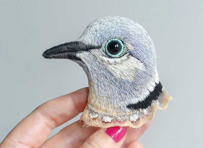 Broche Brodées Tete Oiseau