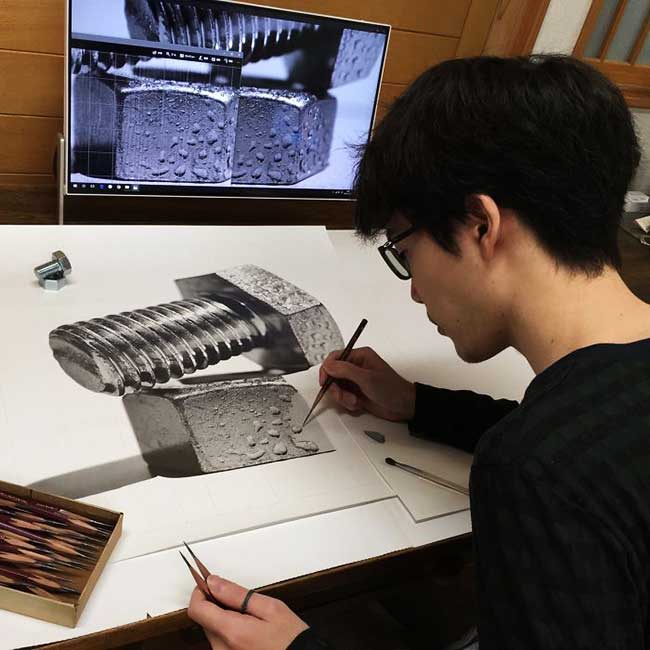 Portraits Kohei Ohmori Crayon Realisme