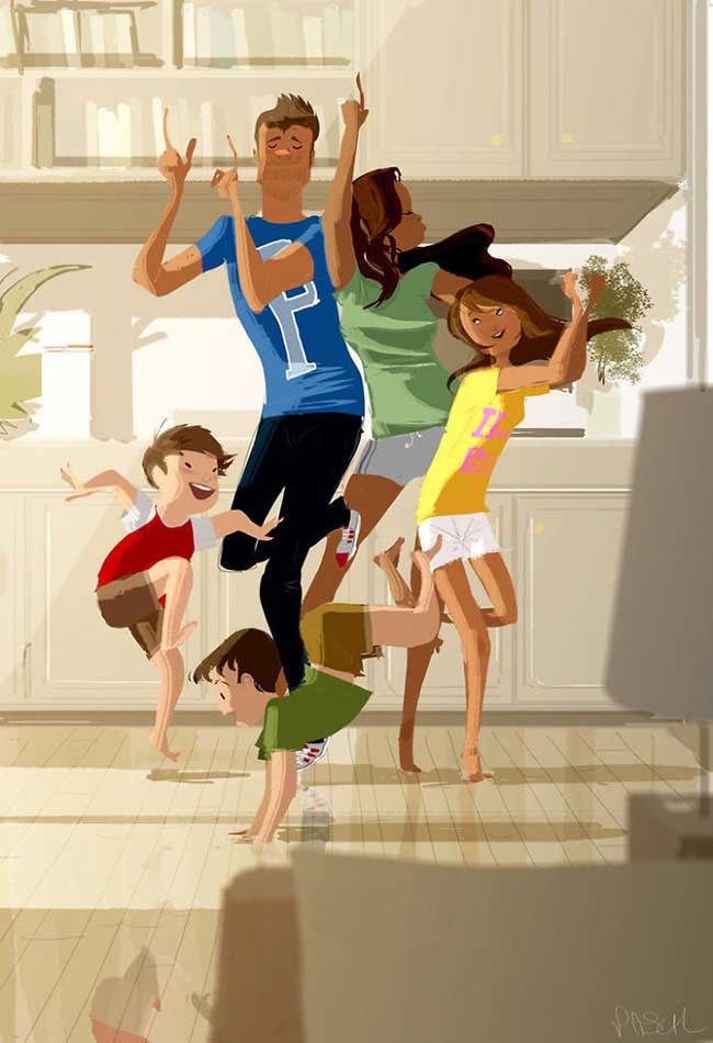illustration petits bonheurs famille Pascal Campion