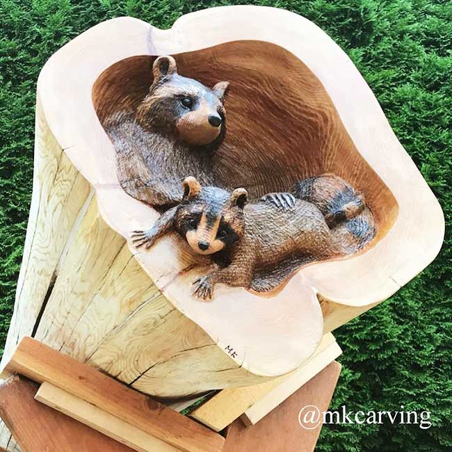 mori kono sculptures bois animaux foret