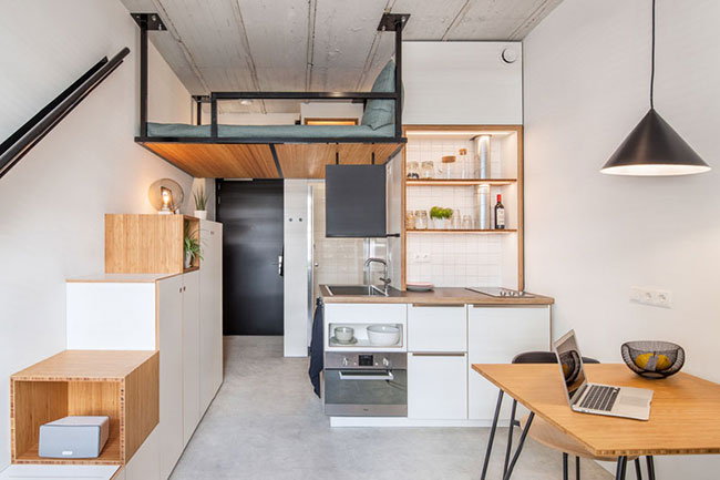 petit appartement loft lit plafond standard studio