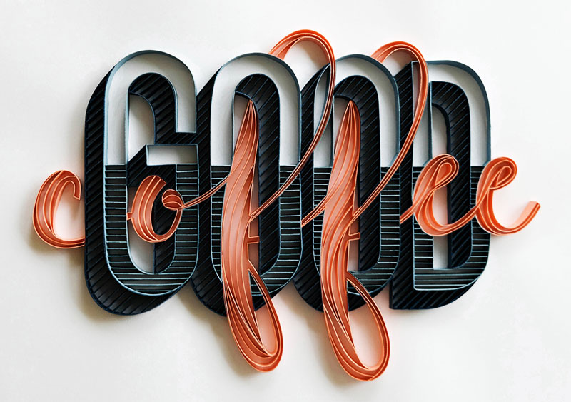 Calligraphie Sculpture Mots Papier 3D Art Alia Bright
