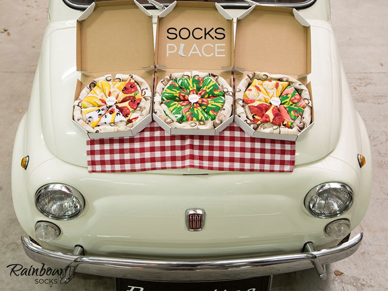 chaussettes tendance design sushi burger pizza