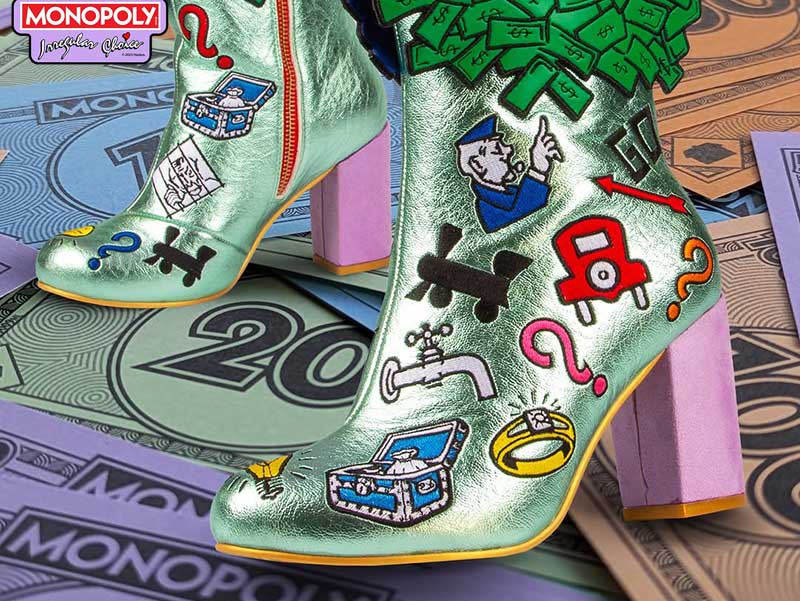 collection chaussures à talons femmes escarpins stilettos monopoly Irregular Choice hasbro design prix