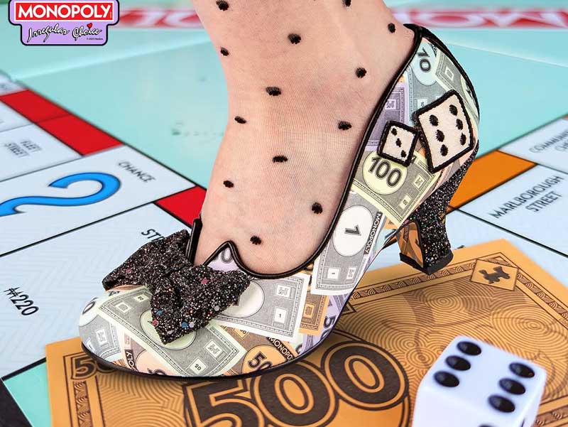 collection chaussures à talons femmes escarpins stilettos monopoly Irregular Choice hasbro design prix